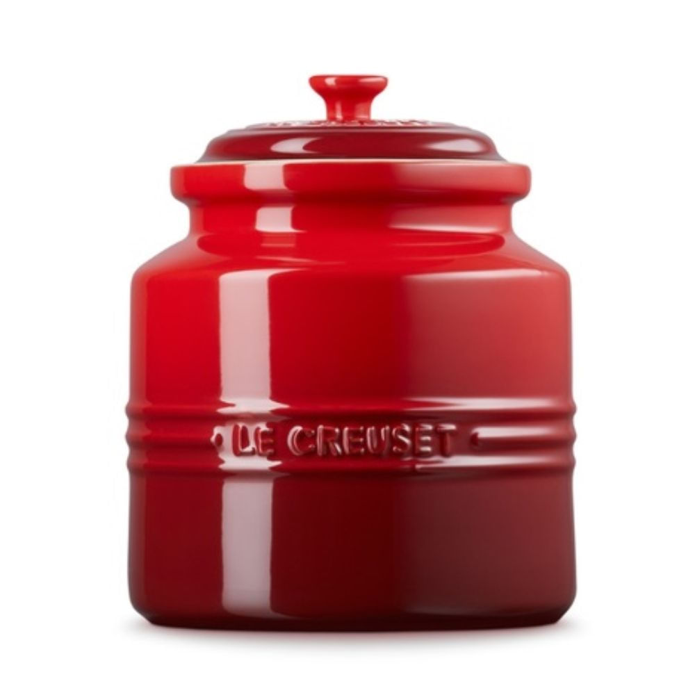 KIT LE CREUSET 2 CANECAS 350ML E POTE DE BISCOITO EM CERÂMICA VERMELHO