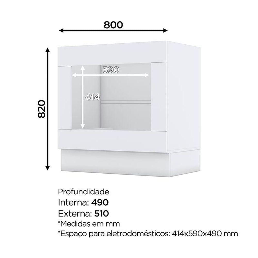 Balcão Forno De Embutir Nova York Branco Com Tampo Para Cooktop Calcare - Henn