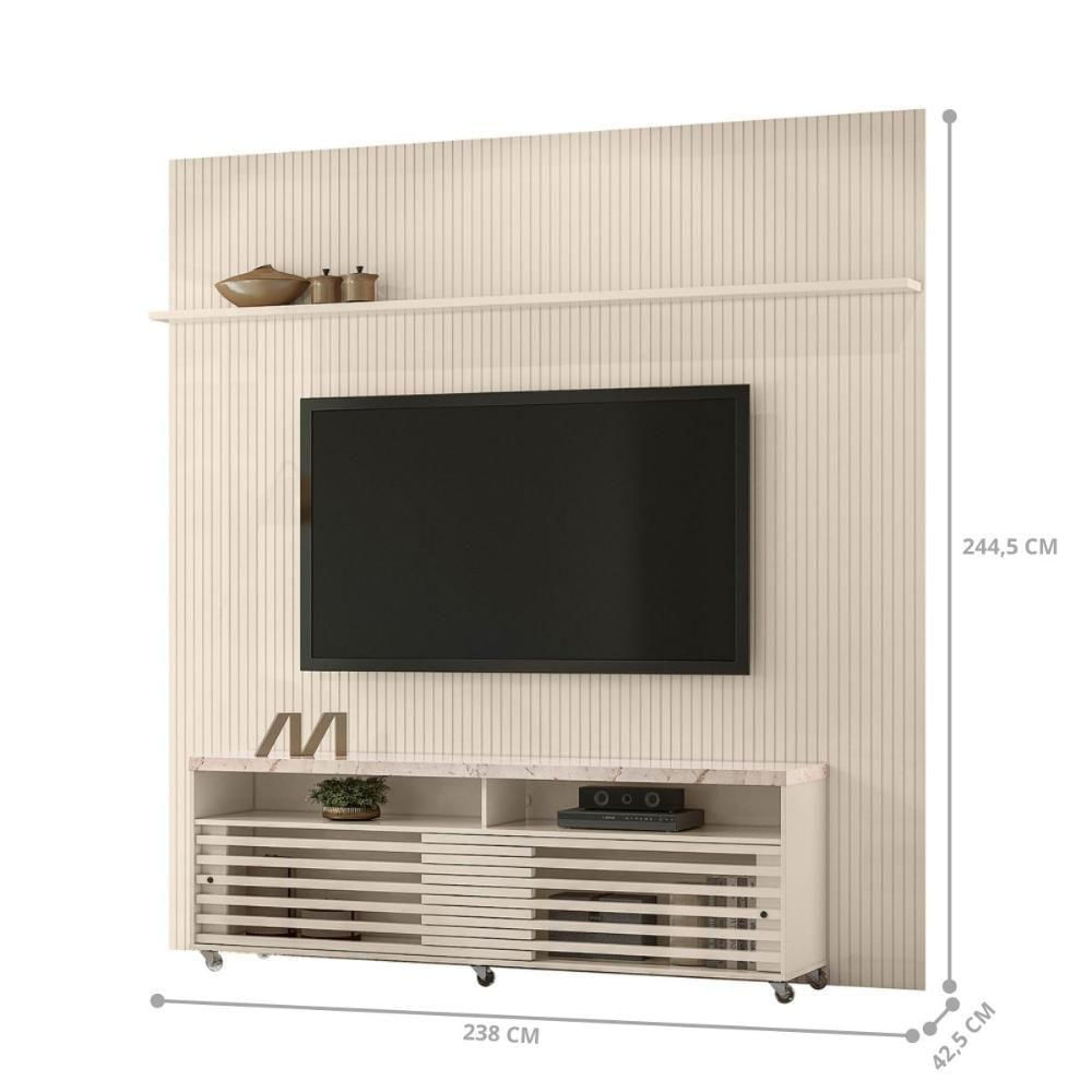 Conjunto Painel E Estante Thundertop Calacata Off White