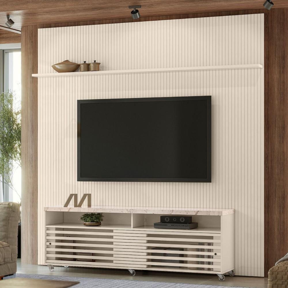 Conjunto Painel E Estante Thundertop Calacata Off White