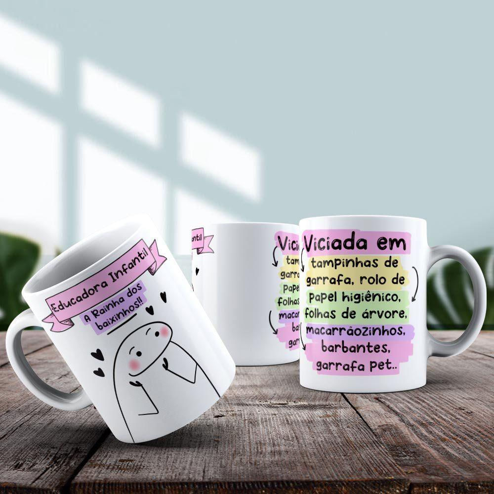 Caneca De Porcelana 325ml Flork Profissões Feminino Educadora Infantil