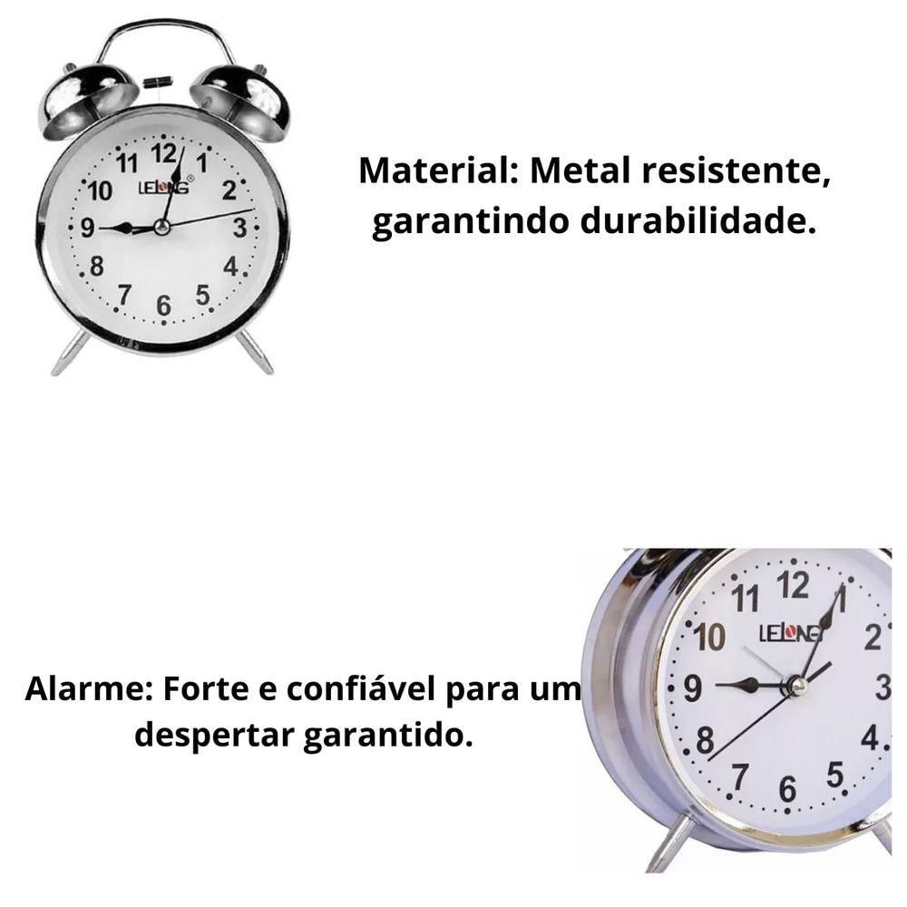 Relógio Despertador Metal Estilo Antigo Retrô Sino Super Alto Pilha Mesa Portátil