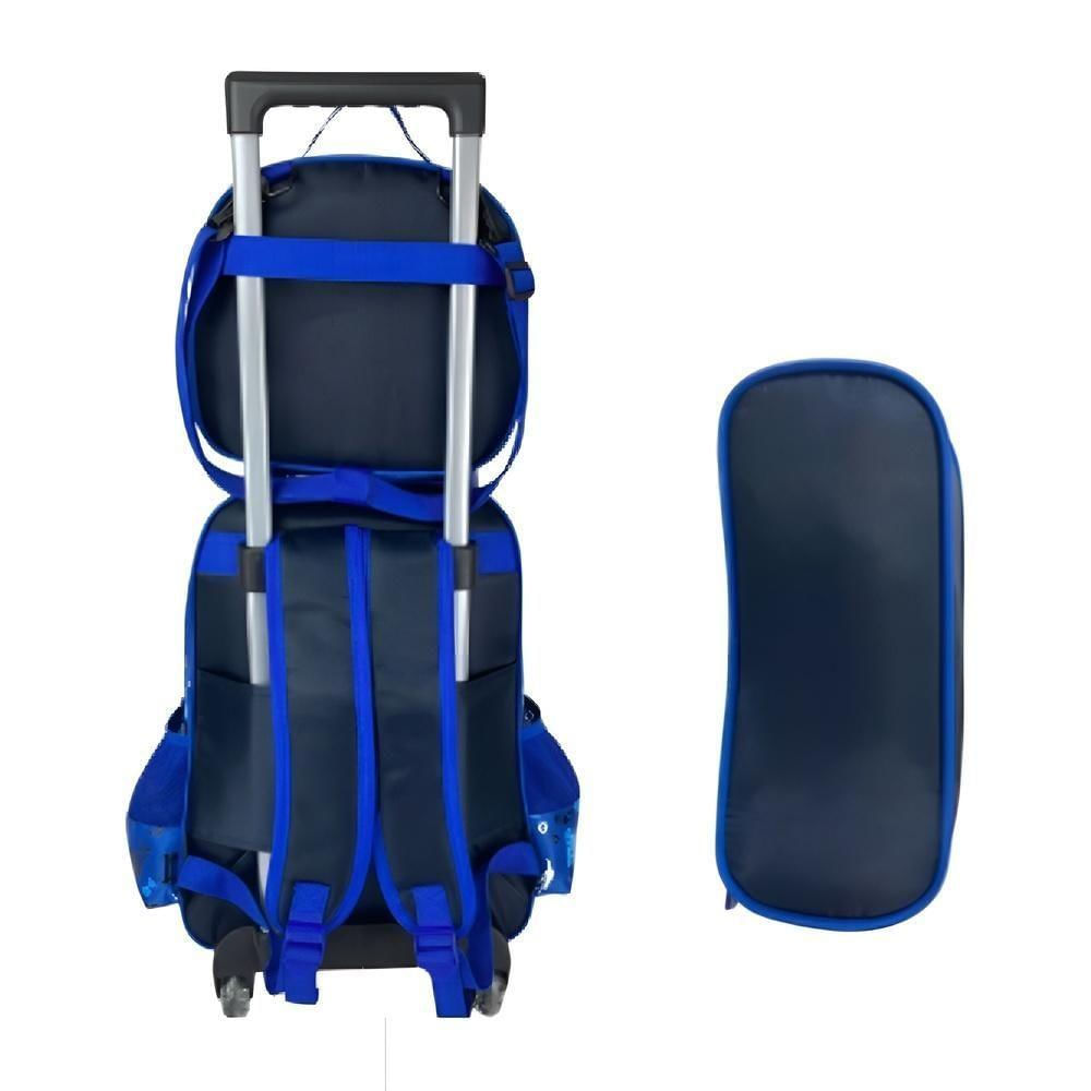 Kit Mochila Infantil Meninos Com Rodinhas Carros Escolar Estojo Lancheira Térmica Bolsa Carrinho Impermeavel Completa