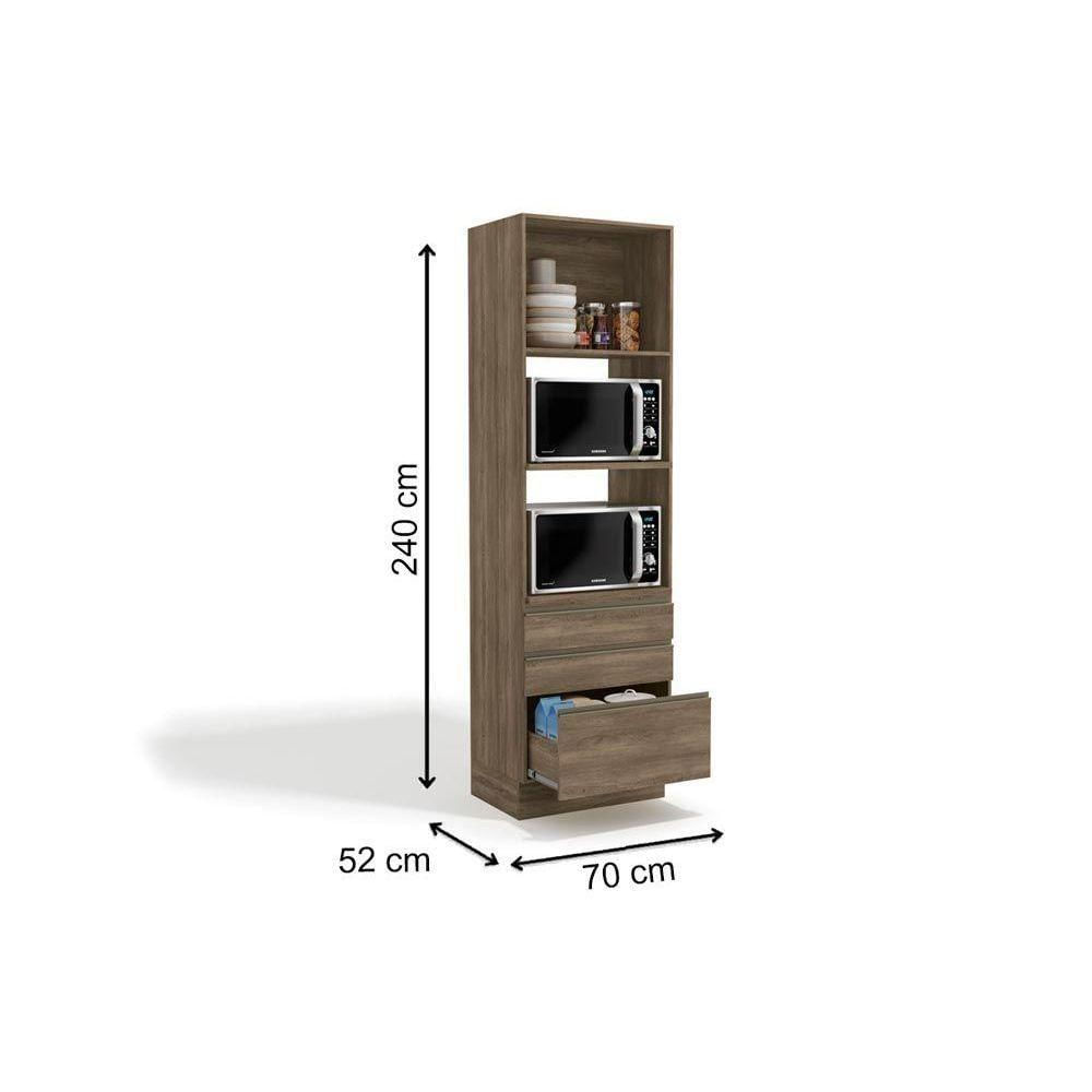 Paneleiro De Cozinha Modulado Maxxi G750 Torre Quente Com 1 Porta E 3 Gavetas 70cm Canela - Kappesberg