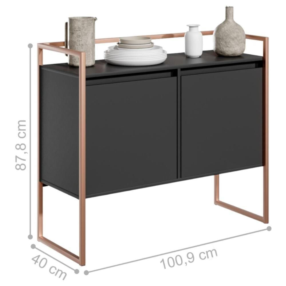 Buffet Para Sala Industrial 2 Portas Cantinho Do Café Preto Cobre