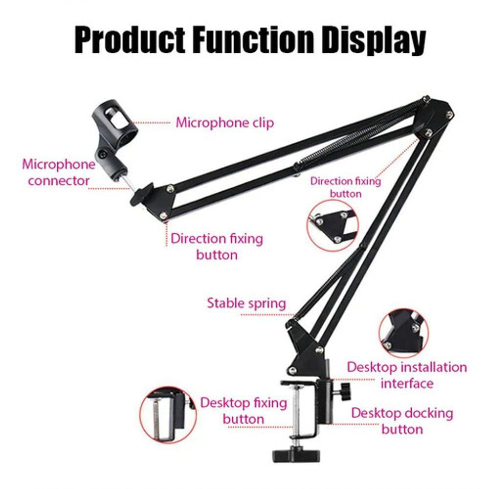 Braço Suporte Pedestal De Mesa Articulado Para Microfones