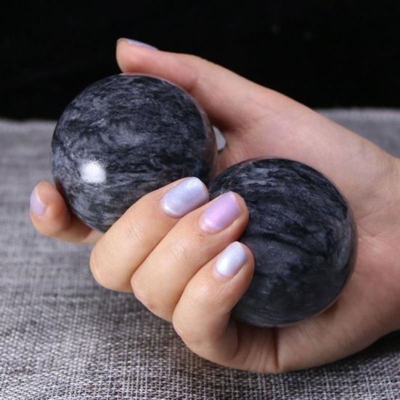 2 Peças de Bolas de Jade Baoding para Massagem e Relaxamento