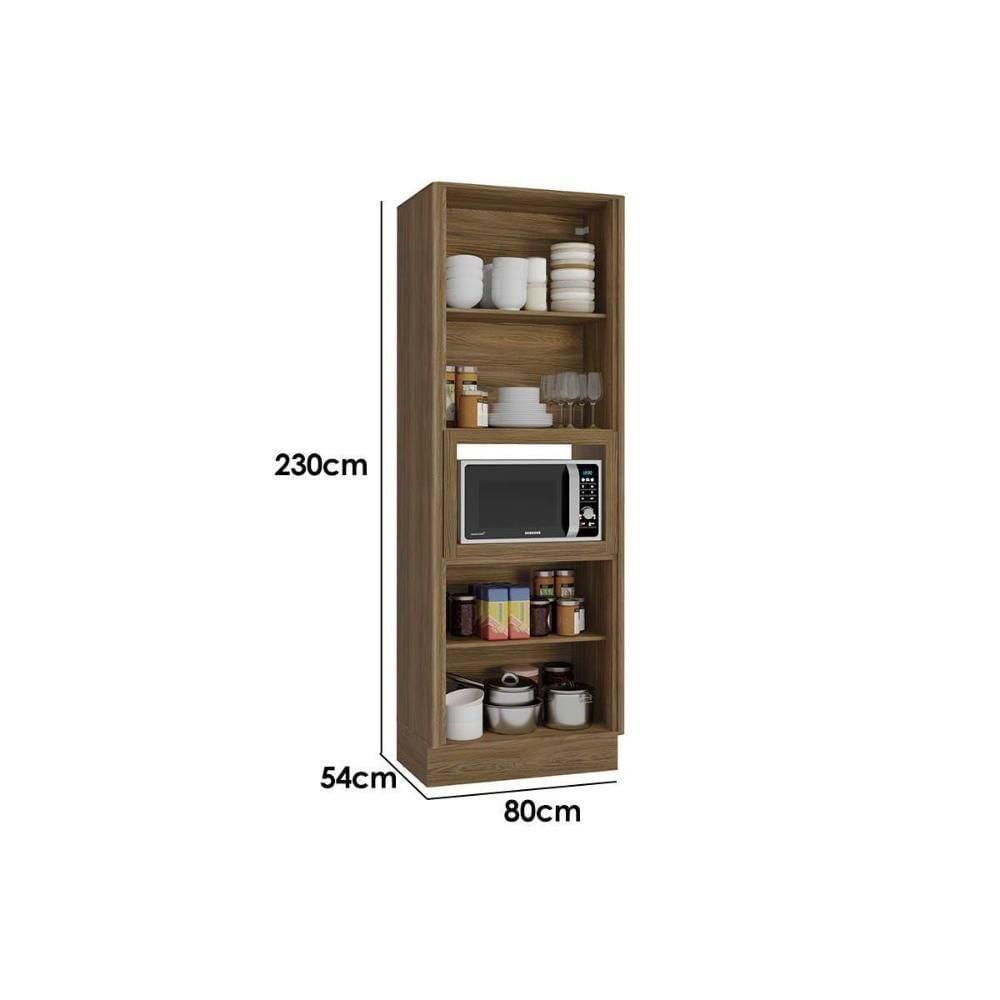 Módulo Cozinha Curve Curve N629 Com 4 Portas E 1 Nicho Para Forno 80cm Nogueira