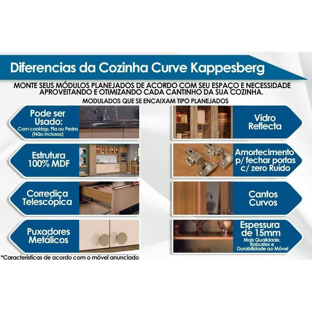 Módulo Cozinha Curve Curve N629 Com 4 Portas E 1 Nicho Para Forno 80cm Nogueira