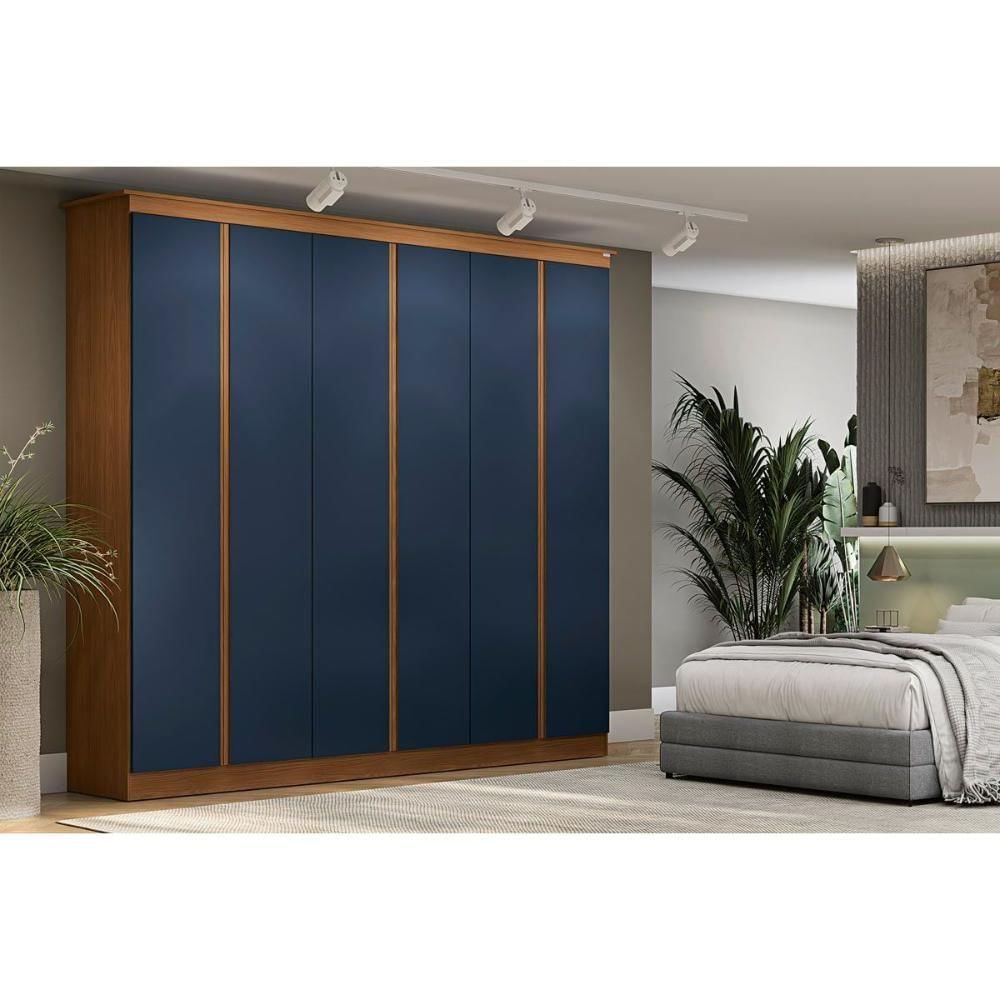 Guarda Roupa Casal 6 Portas E 3 Gavetas R583 Canela-azul