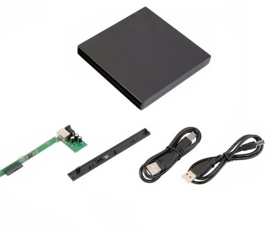 Case Externo P/ Gravador de DVD de notebook 9,5mm Slim USB - Preto