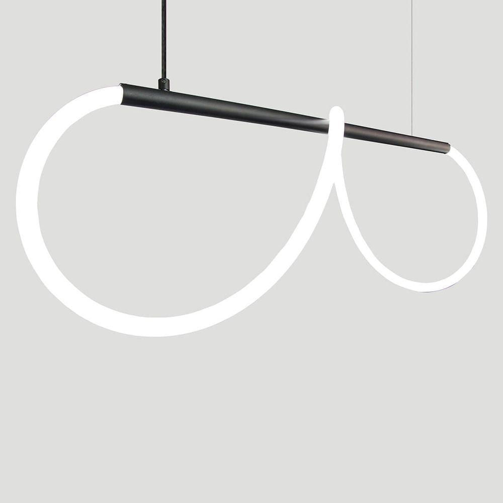 Lustre Design Moderno Rope 38w - Silicon Led 3000k - Preto