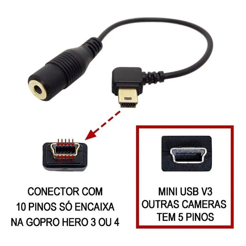 Adaptador Microfone Lapela Para Gopro Mini Usb X P2