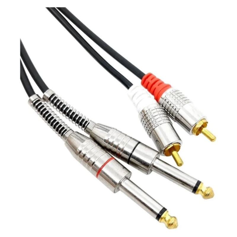 Cabo 2 P10 Mono Para 2 Plug Rca Profissional 2 Mt Som Studio