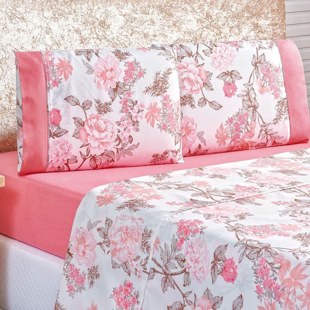Jogo De Lençol Queen 200 Fios Estampado 4 Peças Naturalle Serene