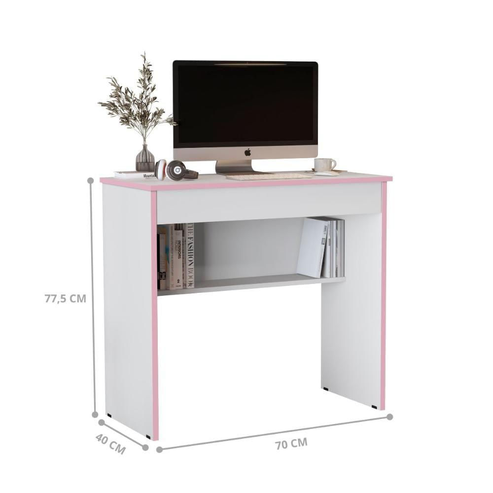 Mesa Escritório 1 Gaveta Columbus 2.0 Branco Rosa