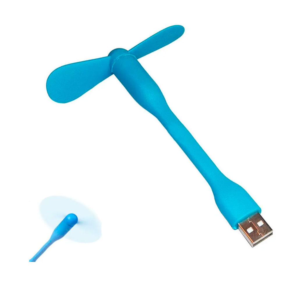 Ventilador USB flexível silicone azul 1W 5V