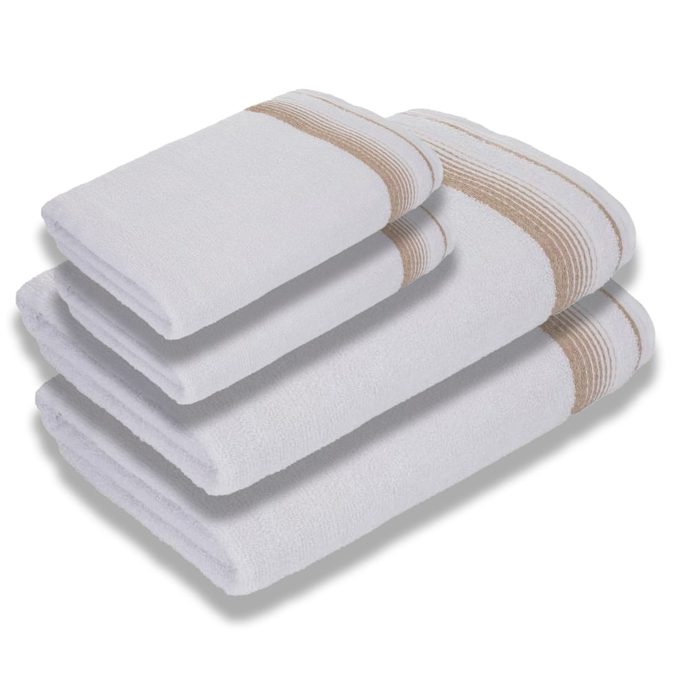 Kit 4 Toalhas Luxury Soft Beka 360 g/m² 2 Banho + 2 Rosto Luxo Branco