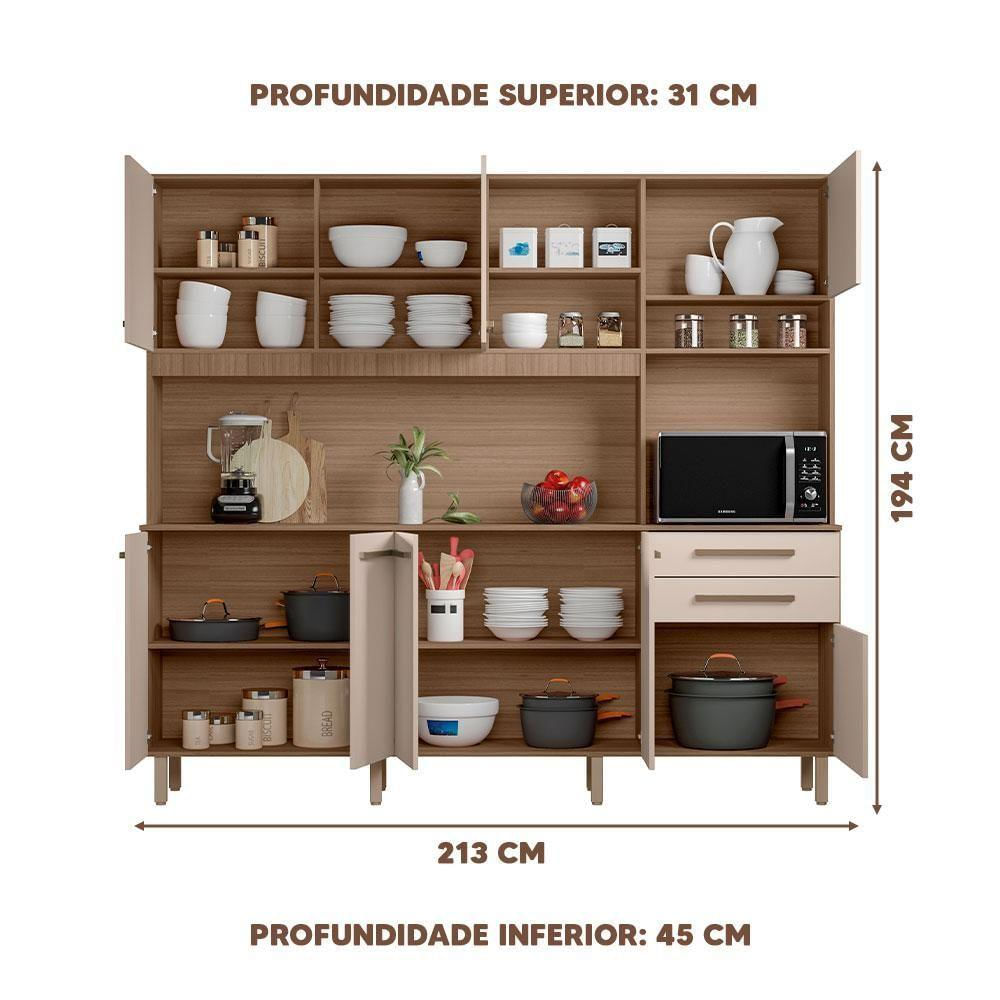 Kit Cozinha Completa Com Nicho Para Micro-ondas 8 Portas 2 Gavetas Montana Arenas Bronwen Shop Jm