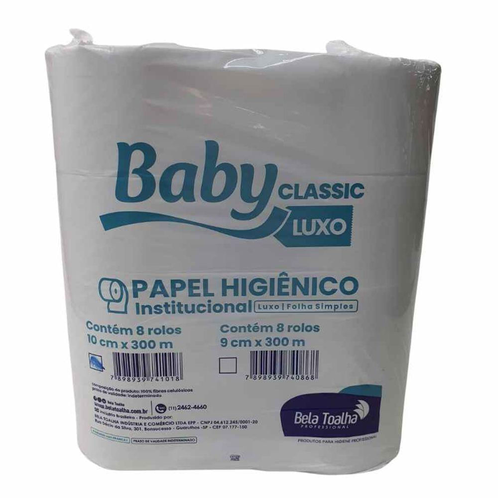 Papel Higiênico Rolão Branco 300m Com 8 Un Baby Classic Luxo