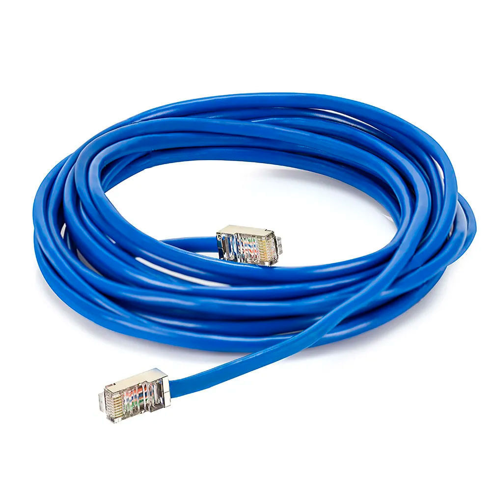 Cabo de Rede Blindado Cat5e com RJ45 Azul - 45 Metros