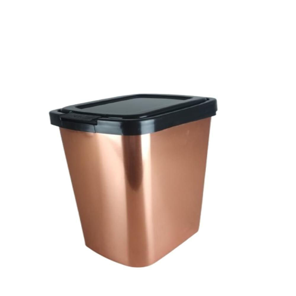 Lixeira Rose Gold Com Tampa Clik Cesto De Lixo 9 Litros Casa Pia Cozinha Banheiro Escritorio Luxo