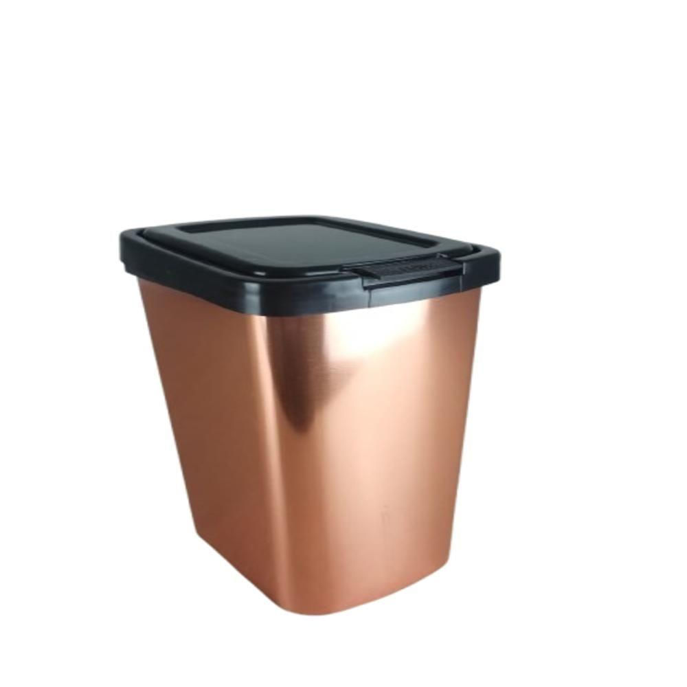 Lixeira Rose Gold Com Tampa Clik Cesto De Lixo 9 Litros Casa Pia Cozinha Banheiro Escritorio Luxo