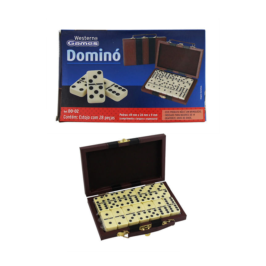 Jogo Domino 9Mm Maleta 28 Peçass