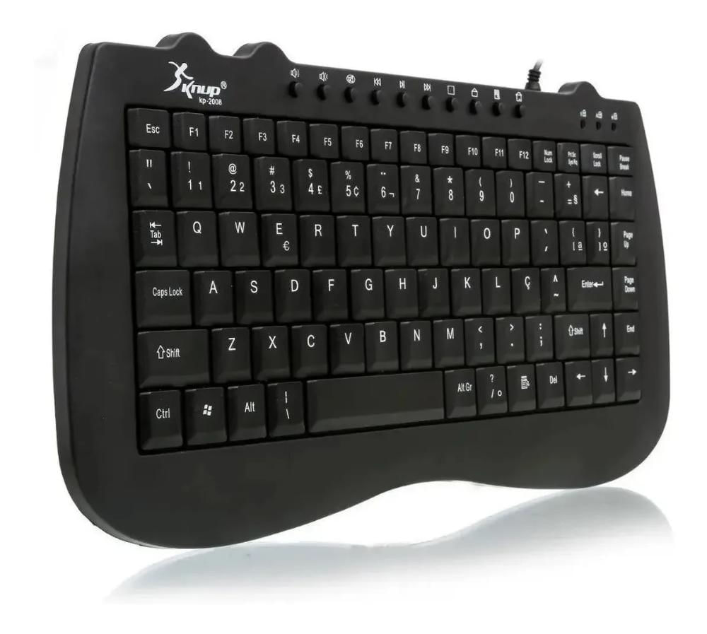 Mini Teclado com Cabo USB Padrão ABNT2 Preto