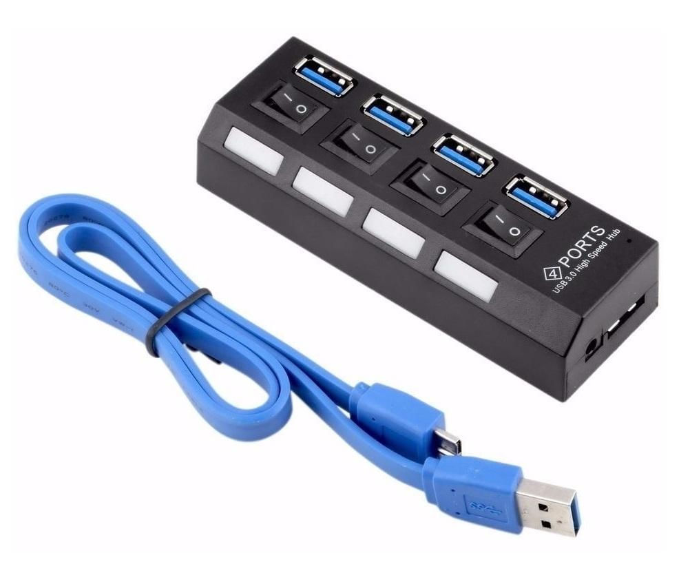 Hub Usb 3.0 Com 4 Portas High Speed 5 Gbps Com Teclas On/off