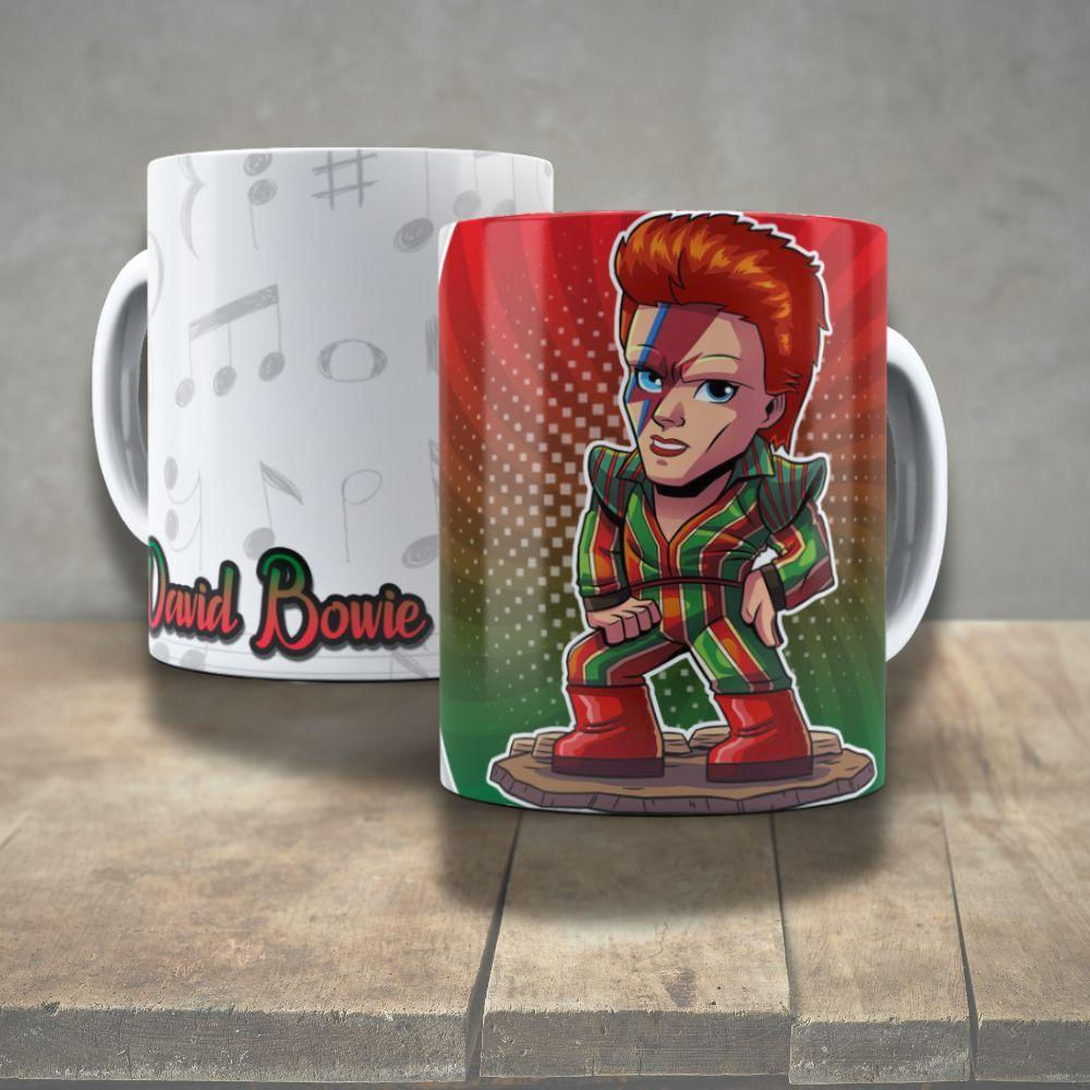 Caneca De Porcelana 325ml Decorada ícones Da Música David Browie 2