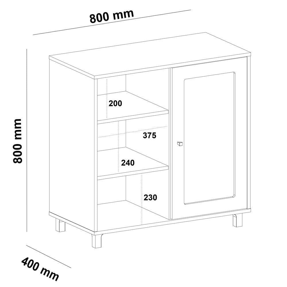 Buffet Aparador 1 Porta 80 Cm 4535 Carvalho Menta Arly