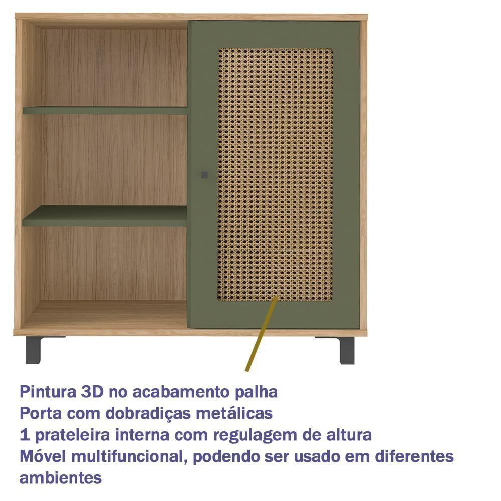 Buffet Aparador 1 Porta 80 Cm 4535 Carvalho Menta Arly