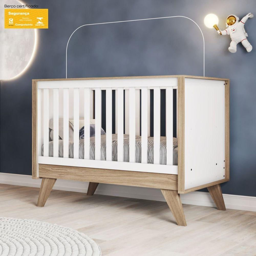 Berço Mini-cama 2 Em 1 - Confete - Branco/Jequitibá Hp