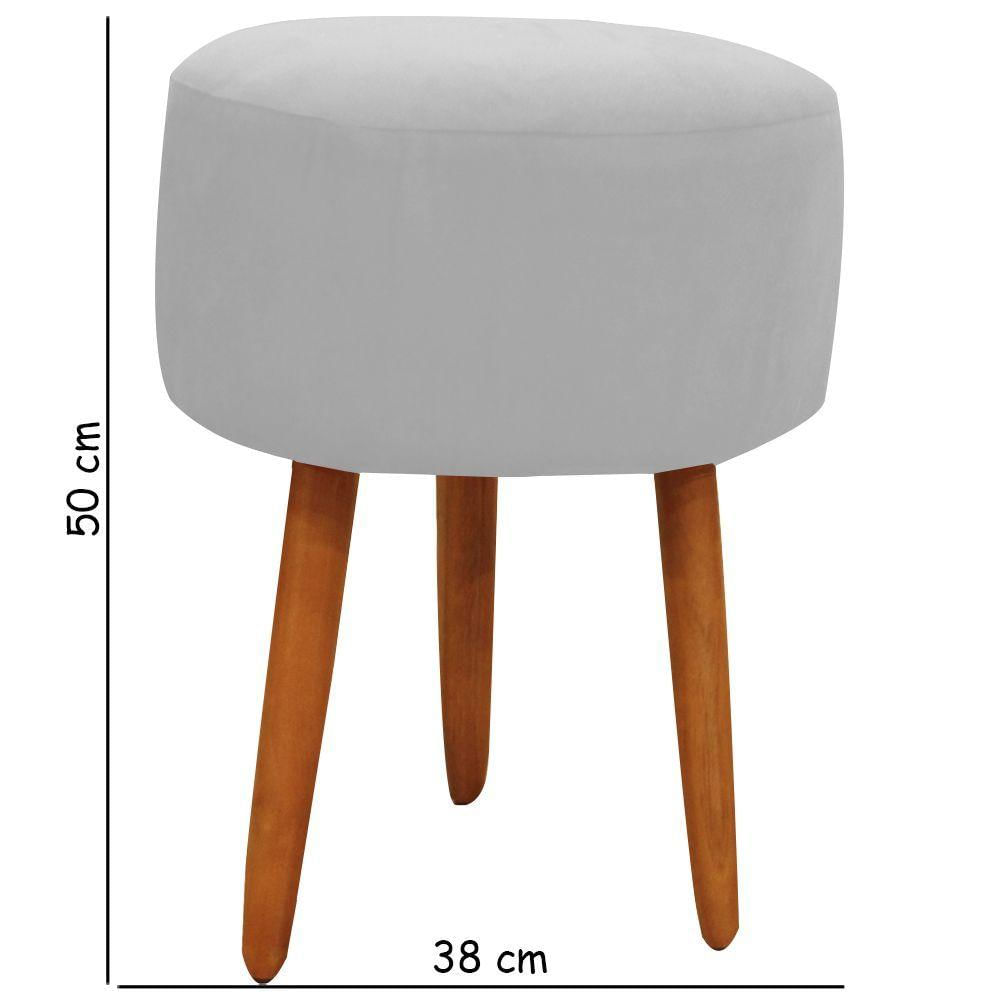 Puff Banqueta Decorativo Redondo Para Sala Pé Palito 50 Cm Altura Porcelana Eli Móveis