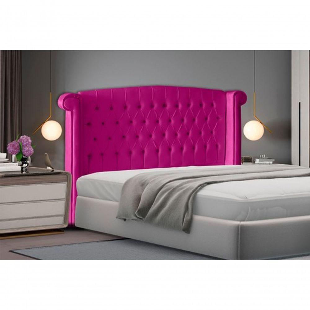 Cabeceira De Cama Box Luxo Casal 140 Cm Suede Rosa Pink Eli Móveis