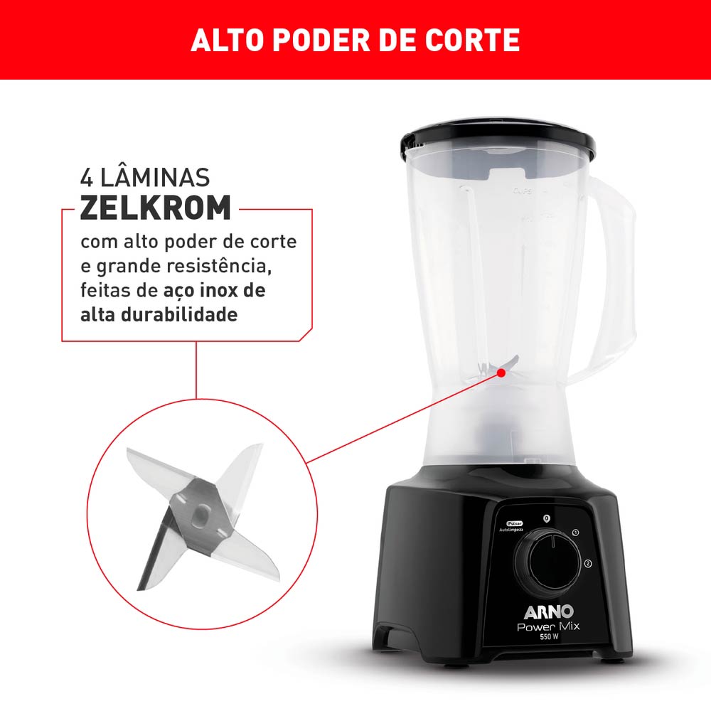 Liquidificador Arno Power Mix LQ10 Preto - 110V
