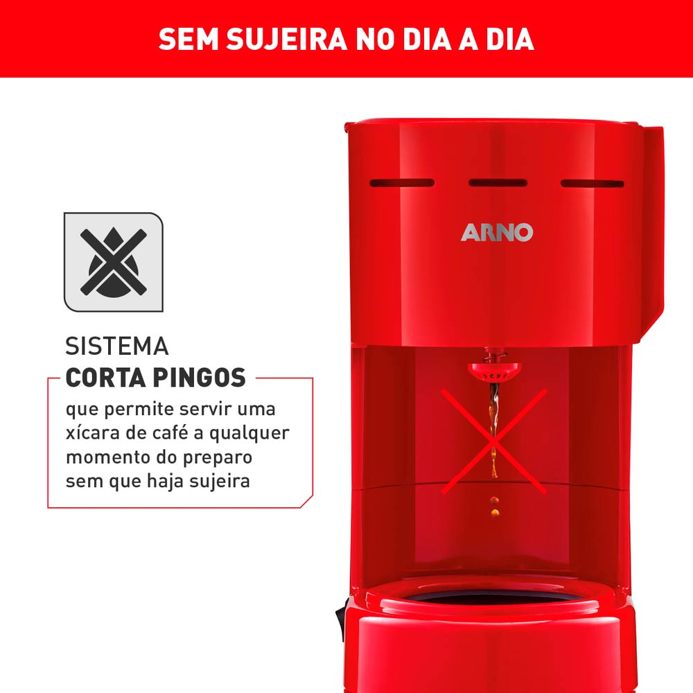 Cafeteira Elétrica Arno Classic CFC2 Vermelha 12 Xícaras - 220V
