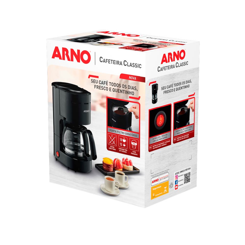 Cafeteira Elétrica Arno Classic CFC1 Preta 12 Xícaras - 127V