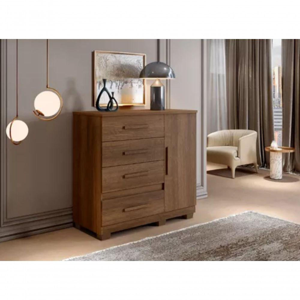 Cômoda New Florença 4 Gavetas 1 Porta Benetil Móveis Imbuia