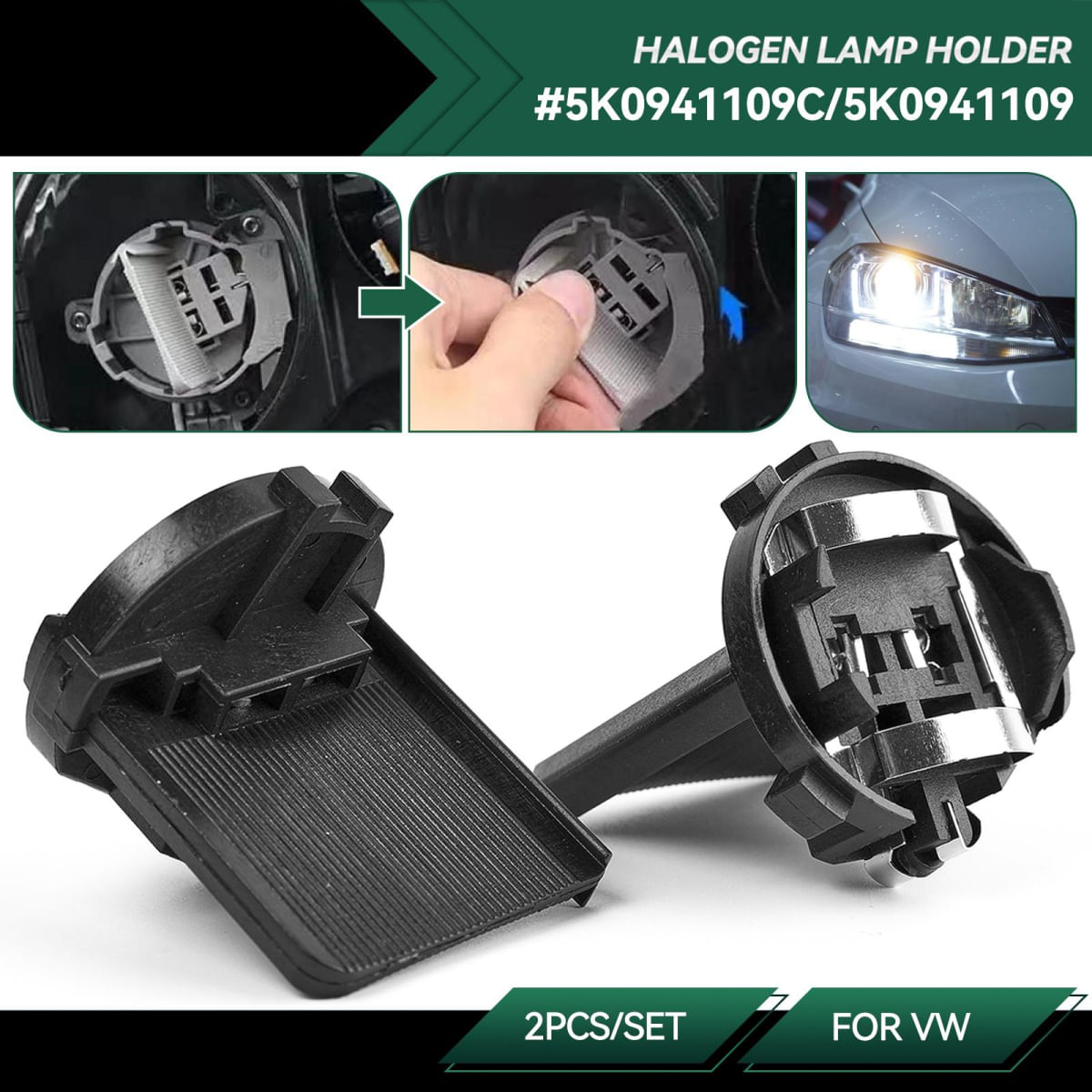 Adaptador de soquete de lâmpada H7 Halógena para VW Golf 7 e outros