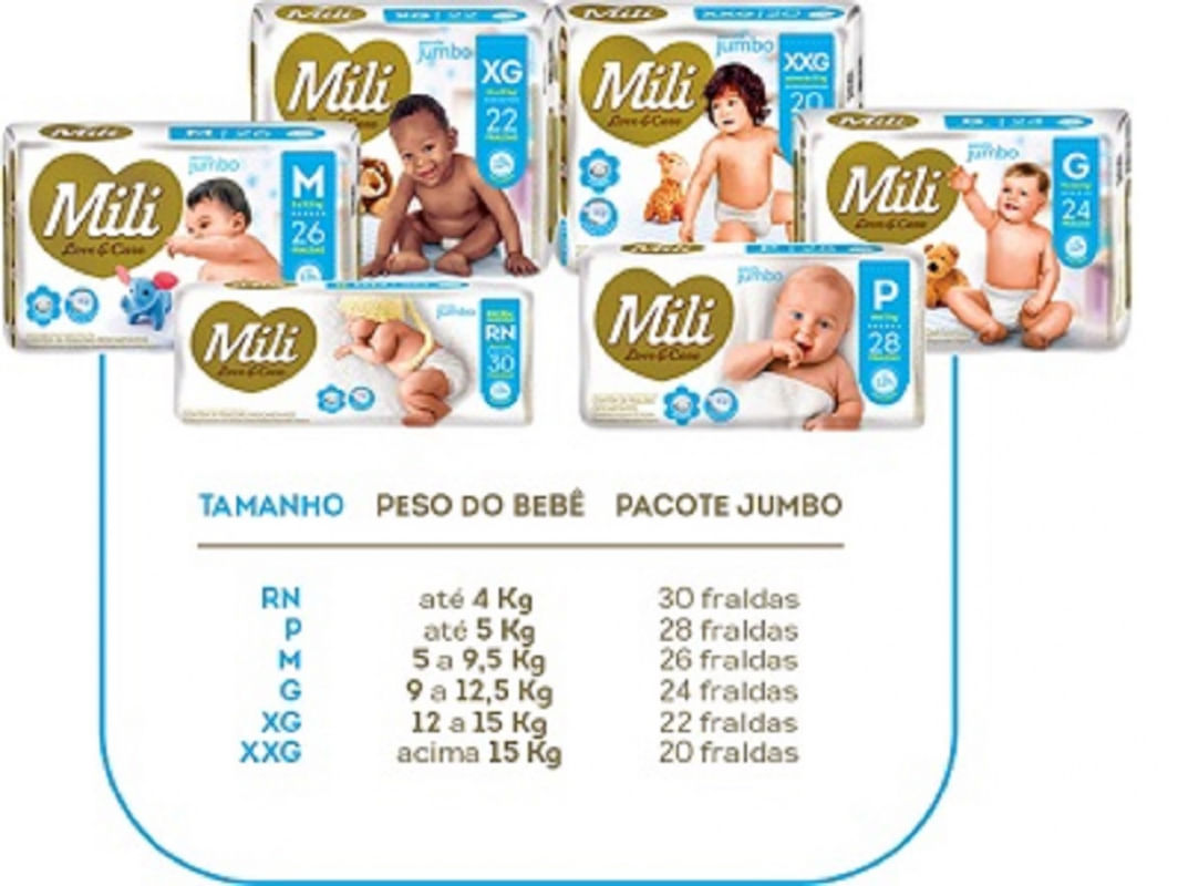 Fralda Descartável MILI Love & Care RN   18 fraldas Premium