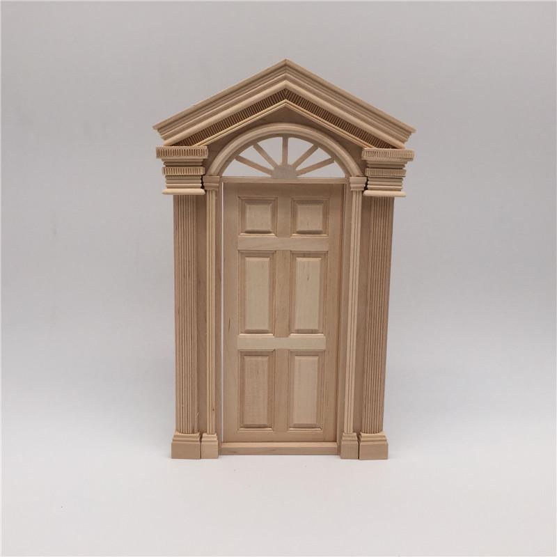 Mini porta de madeira para bonecas 1:12, acessórios para casa de bonecas