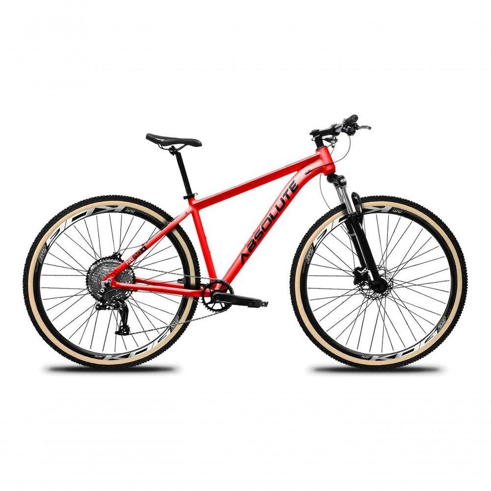 Bicicleta Aro 29 Absolute Nero 5 12v Garfo Trava No Guidão Freios Hidráulicos Com Pneu Faixa Vermelho Tam 21