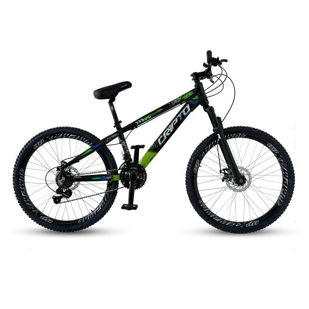 Bicicleta Aro 26 Cripto Freeride 21 Marchas Freios A Disco - Preto/verde