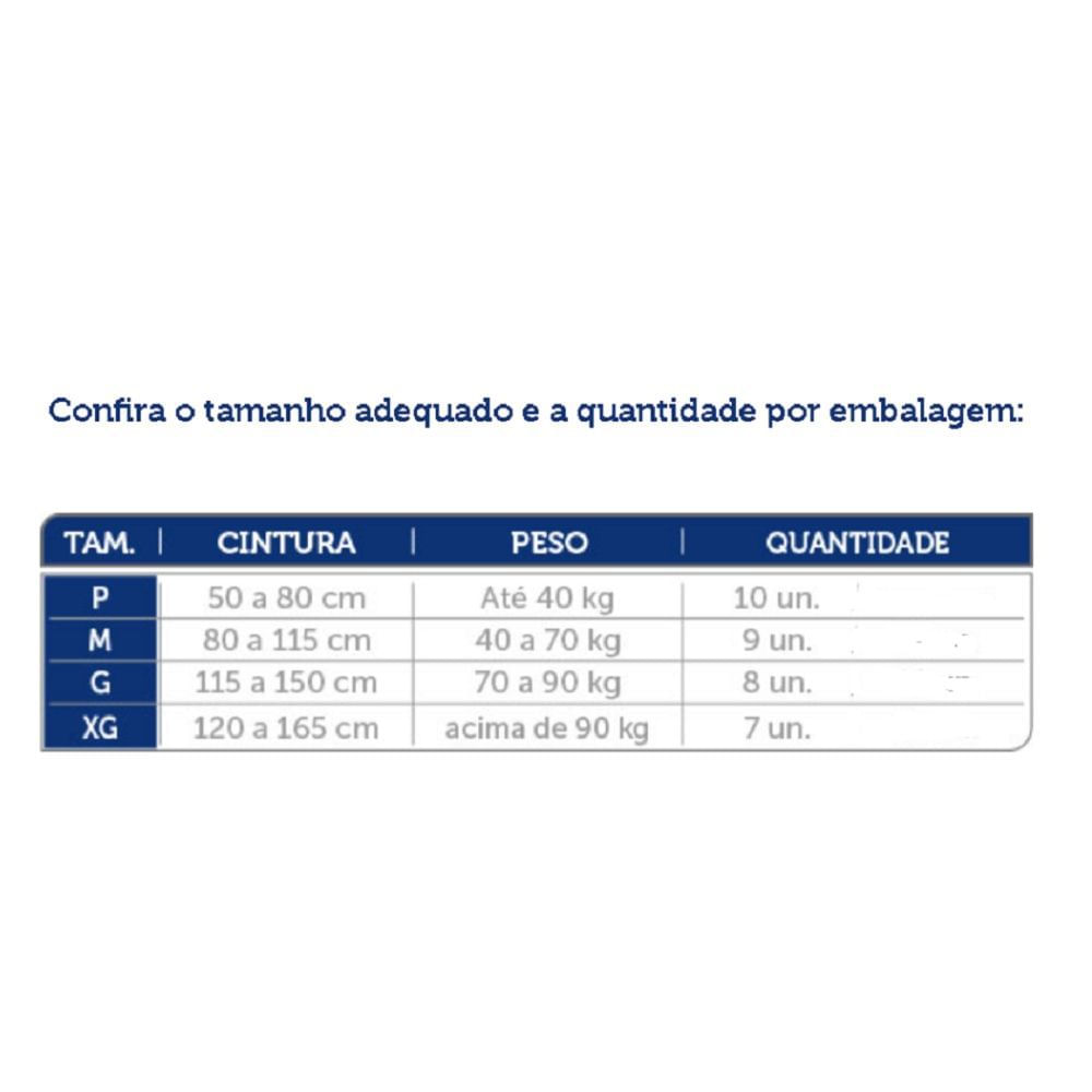 Fralda Geriatrica Adulto Mili Vita Incontinência Pós Operatório    Tamanho G   Pacote com 8 Fraldas