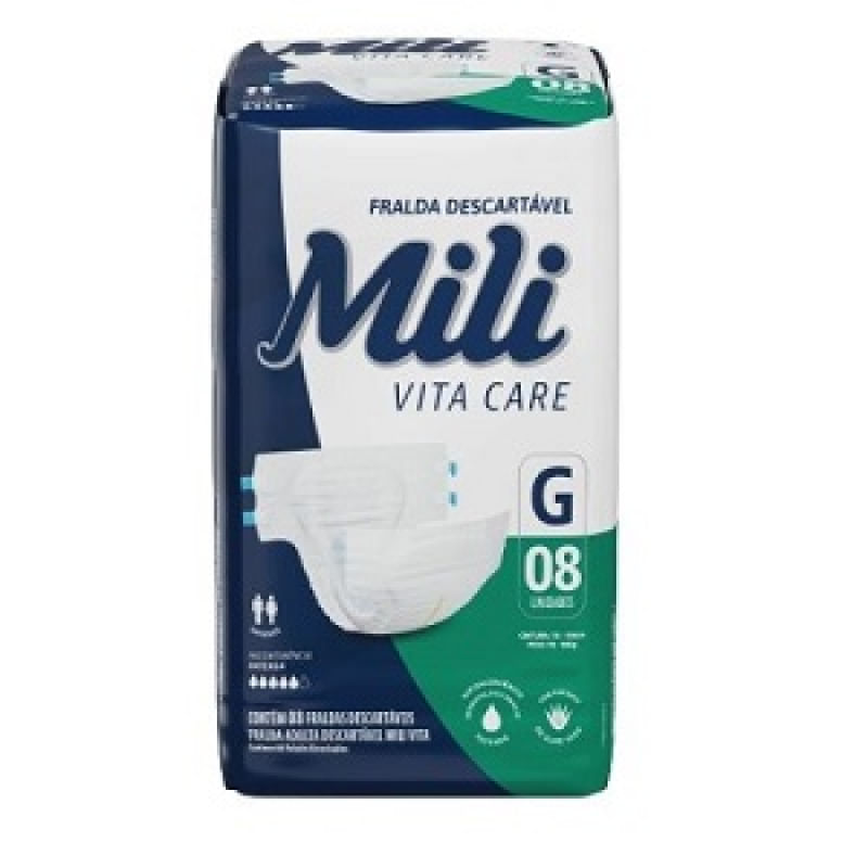 Fralda Geriatrica  Mili Vita (p/ Uso Adulto)-tam G- Pacote C/ 8 Fraldas