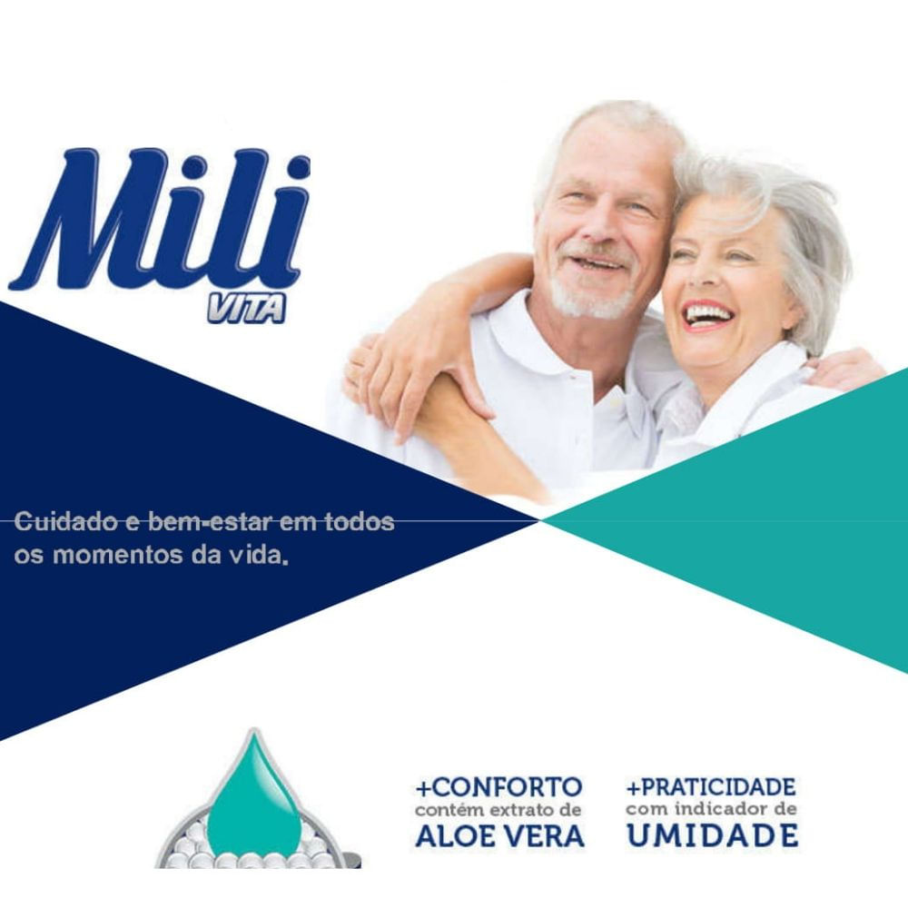 Fralda Geriatrica  Mili Vita (p/ Uso Adulto)-tam G- Pacote C/ 8 Fraldas