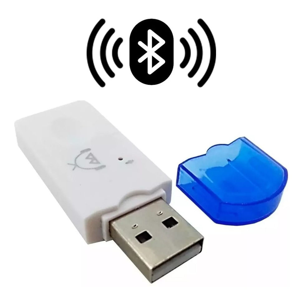 ADAPTADOR USB BLUETOOTH RECEPTOR ÁUDIO PARA CARRO SOM UNIVERSAL = MODELO NA COR BRANCA