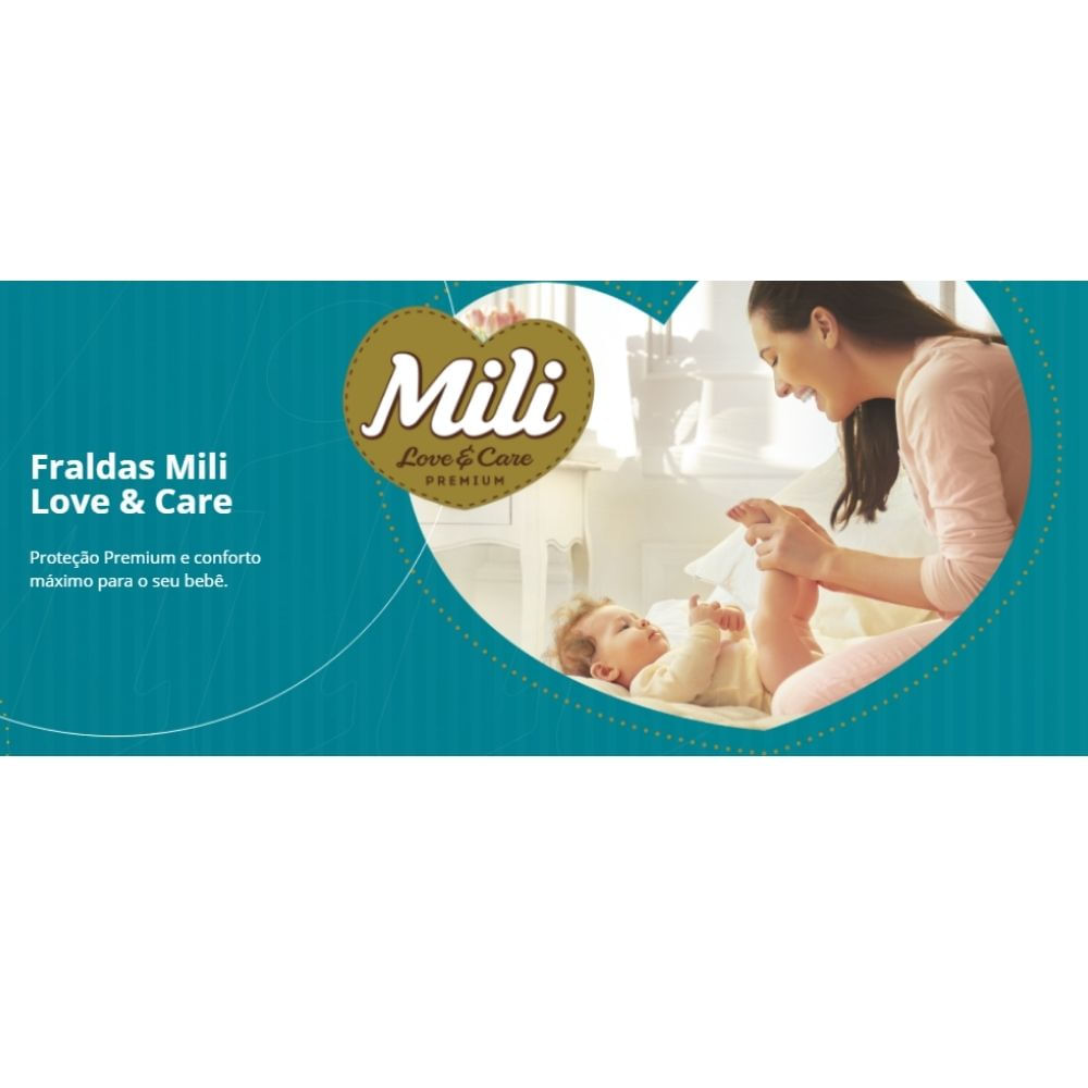 Fralda Descartável Mili - Love &amp; Care - Linha Premiun - Tamanho P- 5 Pacotes c/28 (total 140 fraldas)